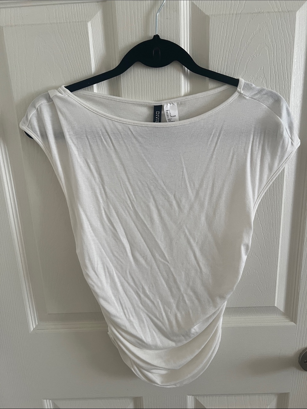 Divided by H&M White Draped Boatneck Top